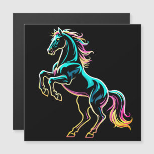 Pferd Neonlicht Glitch Retro-Stil Magnetkarte