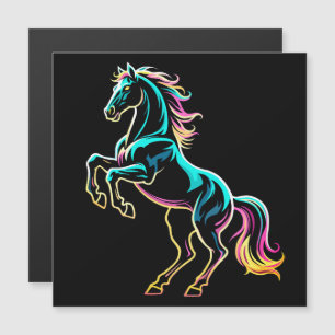 Pferd Neonlicht Glitch Retro-Stil Magnetkarte