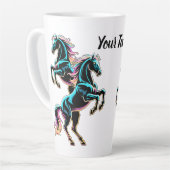 Pferd Neonlicht Glitch Retro-Stil Milchtasse (Linke Ecke)