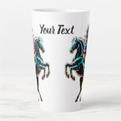 Pferd Neonlicht Glitch Retro-Stil Milchtasse (Vorderseite)