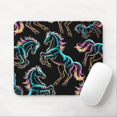Pferd Neonlicht Glitch Retro-Stil Mousepad (Mit Mouse)