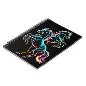 Pferd Neonlicht Glitch Retro-Stil Notizblock (Linke Seite)
