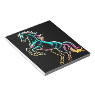 Pferd Neonlicht Glitch Retro-Stil Notizblock