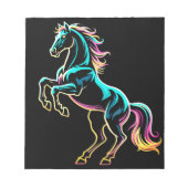 Pferd Neonlicht Glitch Retro-Stil Notizblock (Vorderseite)