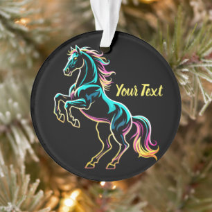 Pferd Neonlicht Glitch Retro-Stil Ornament