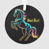 Pferd Neonlicht Glitch Retro-Stil Ornament (Rückseite)