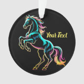 Pferd Neonlicht Glitch Retro-Stil Ornament (Vorderseite)