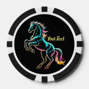 Pferd Neonlicht Glitch Retro-Stil Pokerchips