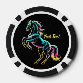 Pferd Neonlicht Glitch Retro-Stil Pokerchips (Rückseite)