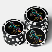 Pferd Neonlicht Glitch Retro-Stil Pokerchips (Stapel)