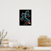 Pferd Neonlicht Glitch Retro-Stil Poster (Küche)