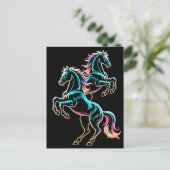 Pferd Neonlicht Glitch Retro-Stil Postkarte (Stehend Vorderseite)