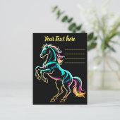 Pferd Neonlicht Glitch Retro-Stil Postkarte (Stehend Vorderseite)