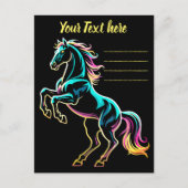 Pferd Neonlicht Glitch Retro-Stil Postkarte (Vorderseite)