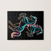 Pferd Neonlicht Glitch Retro-Stil Puzzle (Horizontal)