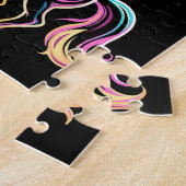 Pferd Neonlicht Glitch Retro-Stil Puzzle (Seite)
