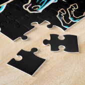Pferd Neonlicht Glitch Retro-Stil Puzzle (Seite)