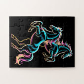 Pferd Neonlicht Glitch Retro-Stil Puzzle (Horizontal)