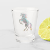 Pferd Neonlicht Glitch Retro-Stil Schnapsglas (Rückseite)