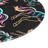 Pferd Neonlicht Glitch Retro Stil Schneidebrett (Ecke)