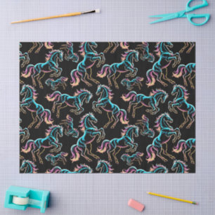 Pferd Neonlicht Glitch Retro-Stil Seidenpapier