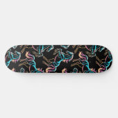 Pferd Neonlicht Glitch Retro-Stil Skateboard (Horizontal)