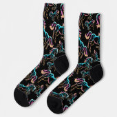 Pferd Neonlicht Glitch Retro-Stil Socken (Linkes Detail)