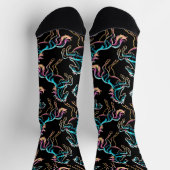 Pferd Neonlicht Glitch Retro-Stil Socken (Oben)