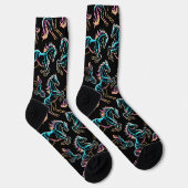 Pferd Neonlicht Glitch Retro-Stil Socken (Rechts)
