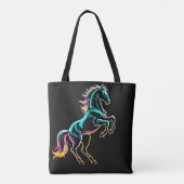 Pferd Neonlicht Glitch Retro-Stil Tasche (Rückseite)