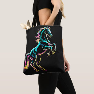 Pferd Neonlicht Glitch Retro-Stil Tasche