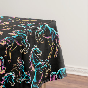 Pferd Neonlicht Glitch Retro-Stil Tischdecke