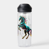 Pferd Neonlicht Glitch Retro-Stil Trinkflasche (Rückseite)