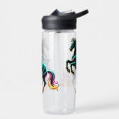 Pferd Neonlicht Glitch Retro-Stil Trinkflasche (Links)