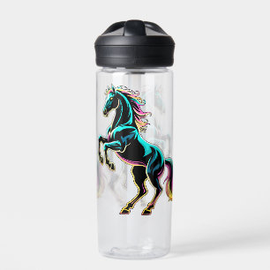 Pferd Neonlicht Glitch Retro-Stil Trinkflasche