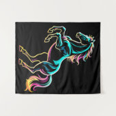 Pferd Neonlicht Glitch Retro-Stil Wandteppich (Vorderseite (Horizontal))