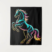 Pferd Neonlicht Glitch Retro-Stil Wandteppich (Vorderseite)