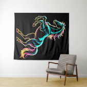Pferd Neonlicht Glitch Retro-Stil Wandteppich (Beispiel (Horizontal))