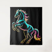 Pferd Neonlicht Glitch Retro-Stil Wandteppich (Vorderseite)