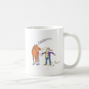 Pferd niest lustiger Cartoon Kaffeetasse