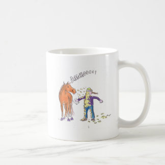 Pferd niest lustiger Cartoon Kaffeetasse