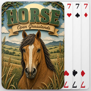 Pferd offene Graslandschaft POPCUT Spielkarten