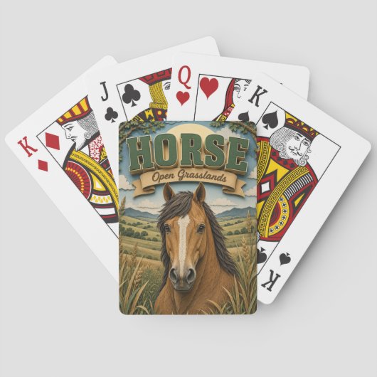 Pferd offene Graslandschaft POPCUT Spielkarten (Rückseite)