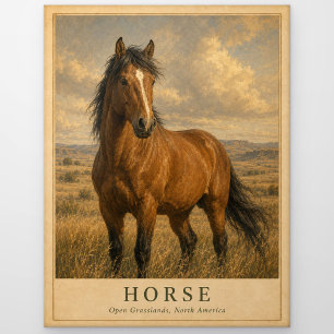 Pferd Offene Graslandschaften VINTAGE Postkarte