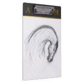 Pferd - Original Zeichnend - Monogramm-Zwischenabl Klemmbrett (Rechts)