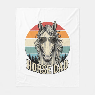 Pferd Papa Vintage-Sonnenuntergang-Gravur-Vektor-D Fleecedecke