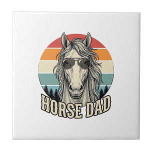 Pferd Papa Vintage-Sonnenuntergang-Gravur-Vektor-D Fliese