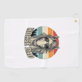 Pferd Papa Vintage-Sonnenuntergang-Gravur-Vektor-D Golfhandtuch (Horizontal)