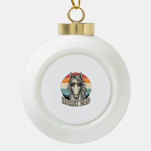 Pferd Papa Vintage-Sonnenuntergang-Gravur-Vektor-D Keramik Kugel-Ornament