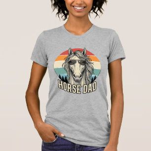Pferd Papa Vintage-Sonnenuntergang-Gravur-Vektor-D T-Shirt